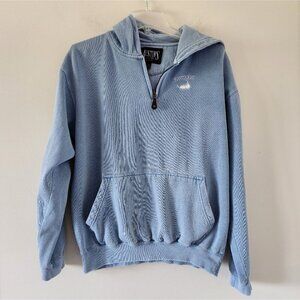 NANTUCKET | Quarter Zip Hoodie Sweatshirt Embroidered Blue mens Sz M